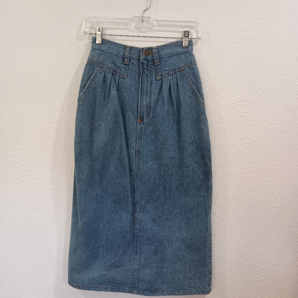 Vintage Wrangler Junior Fit Denim Midi Skirt